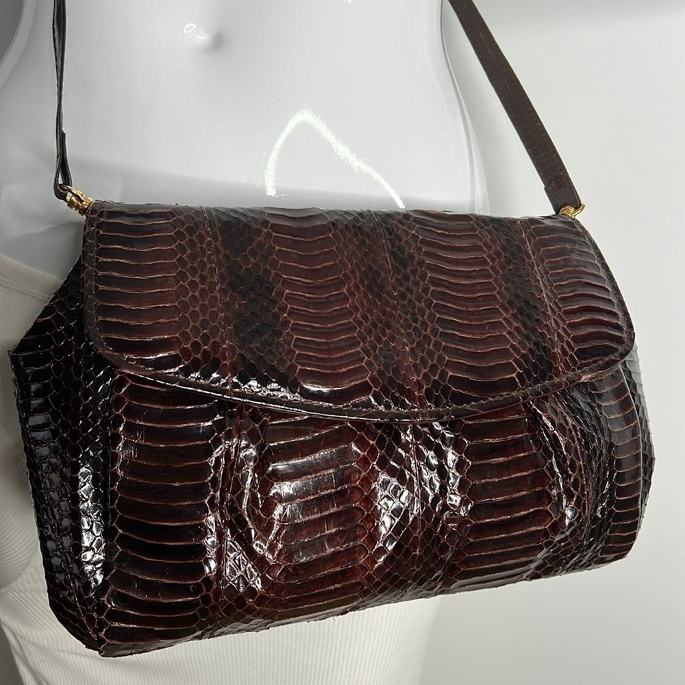 J Renee Brown Python Clutch Shoulder Bag